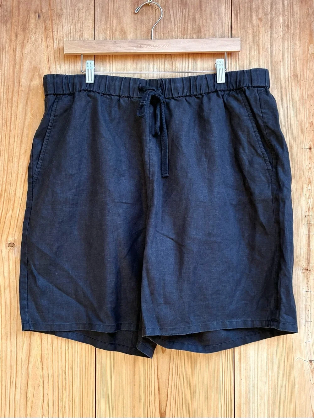 Eileen Fisher Black Organic Linen Shorts Sz XL